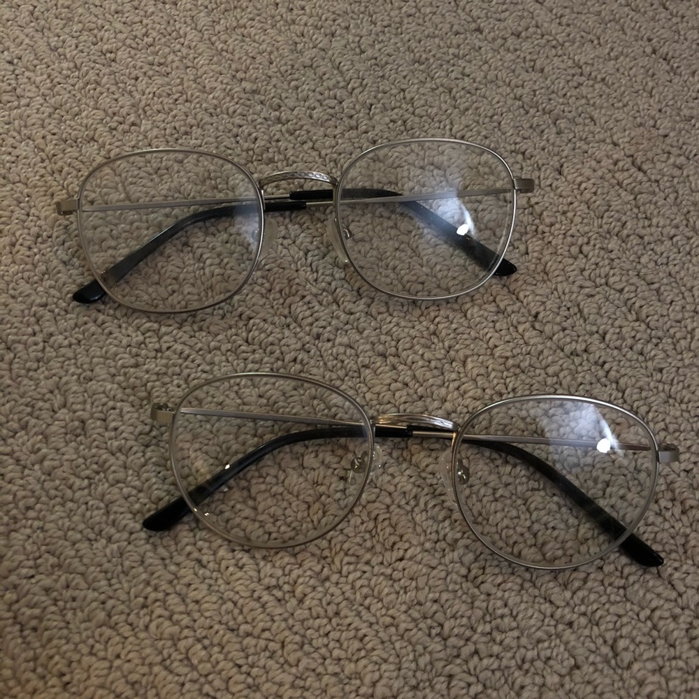 Silver eye glass frames